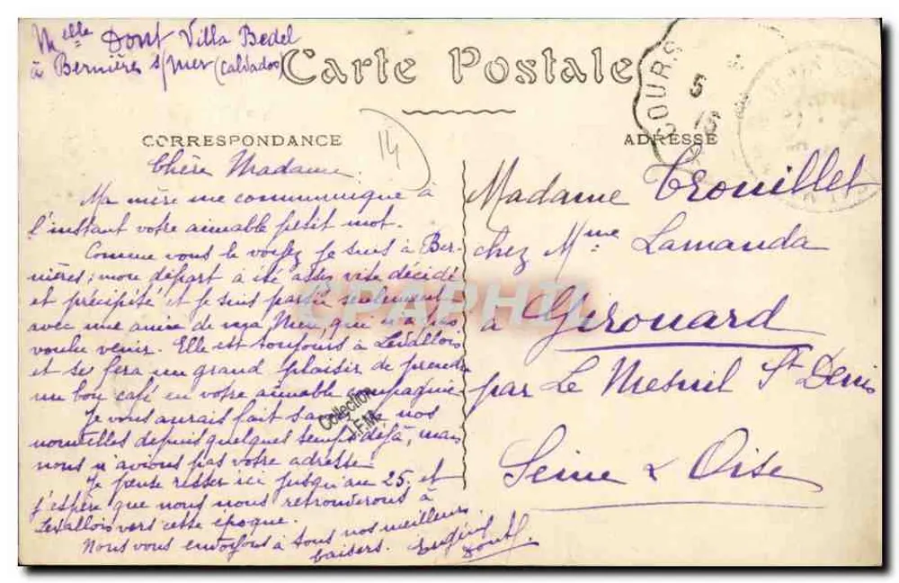 Bernières-sur-Mer (Calvados) — Clos Chantepie — Edición Boulitère - Reverso