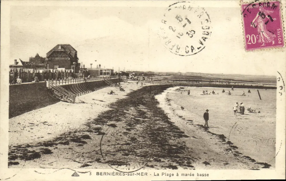 Bernières-sur-Mer — A Praia com maré baixa — C. Hue, Editor - Frente
