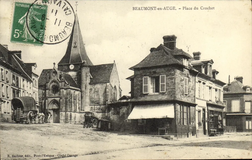 Beaumont-en-Auge — Place du Crochet — R. Barbier, Verlag, Pont-l'Évêque — Orange Cliché - Vorderseite