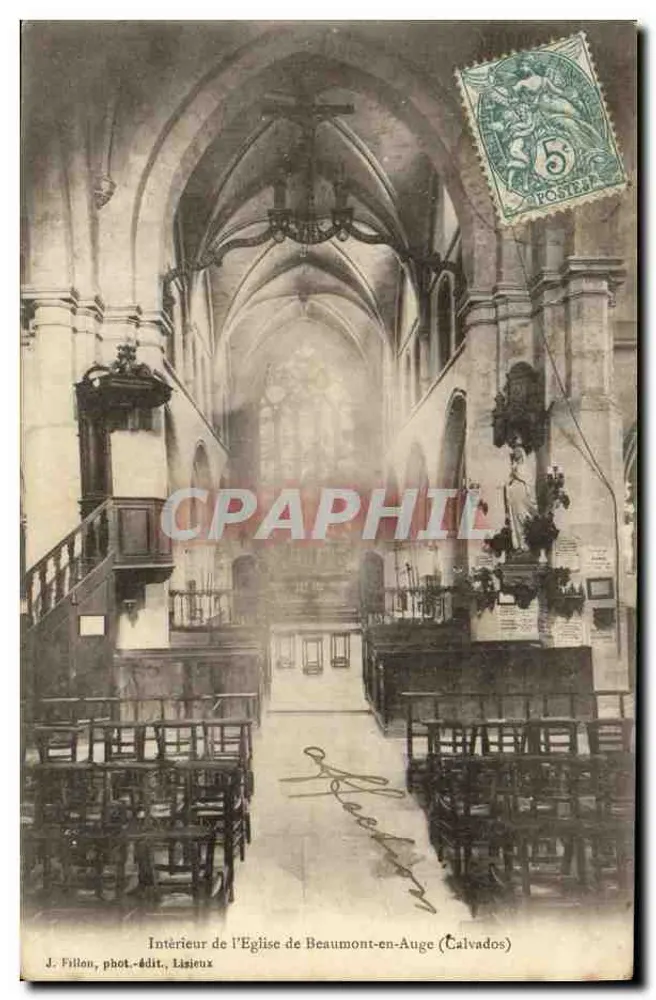 Innenansicht der Kirche von Beaumont-en-Auge (Calvados) — J. Fillon, phot.-edit., Lisieux - Vorderseite
