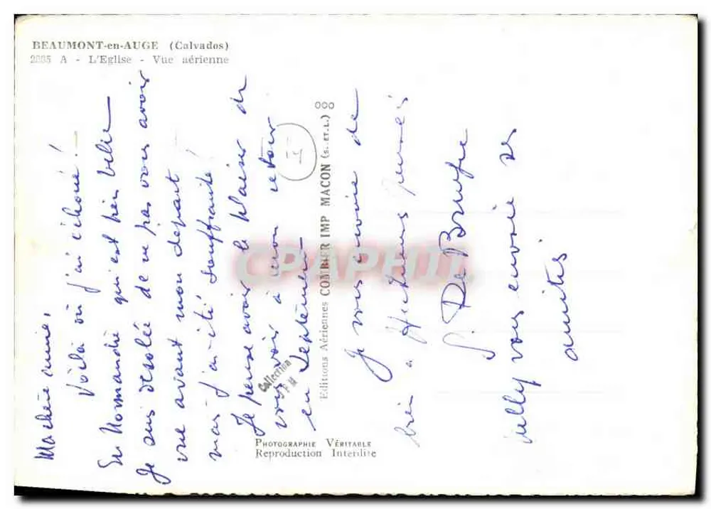 Beaumont-en-Auge — Vue aérienne de l'église — Éditions Comber - Verso