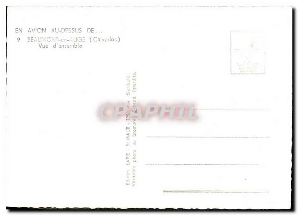 Beaumont-en-Auge — Vista geral — Edição Lape & Maur - Verso