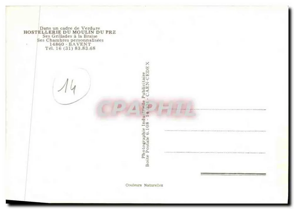 Moulin du Pré — Hostellerie em Bavenet — Fotografia Postal Industrial - Verso