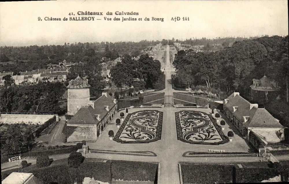 Schloss Balleroy — Ansicht der Gärten und des Dorfes — A. Dubosq, Verlag Commes (Calvados) - Vorderseite