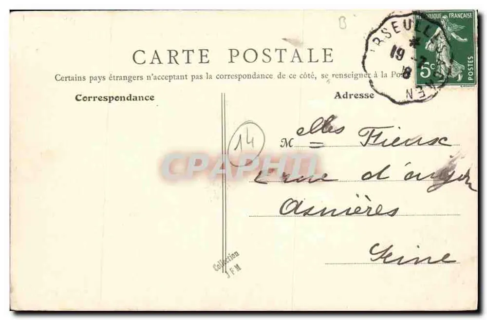 Bernières-sur-Mer (Calvados) — A Praia com maré baixa — B.F. Paris - Verso