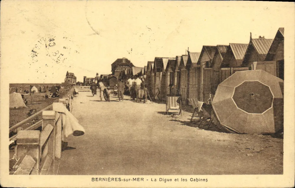 Bernières-sur-Mer — Die Digue und die Kabinen — C. Hue, Verleger, Bernières-sur-Mer — n°4 - Vorderseite