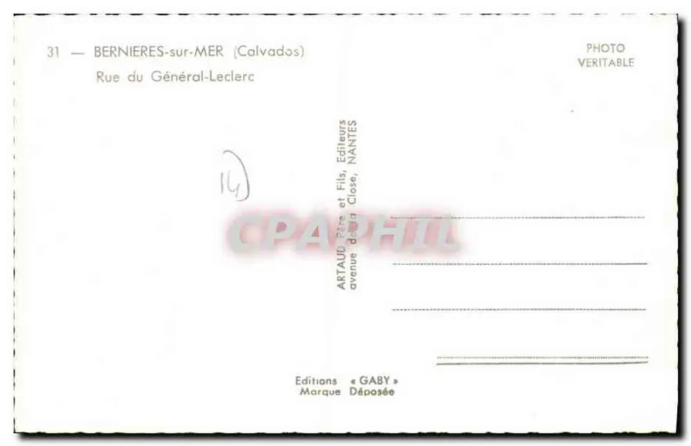 Bernières-sur-Mer — Rue du Général-Leclerc — Edições Gaby - Verso