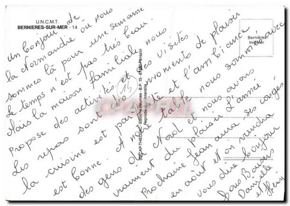 Bernières-sur-Mer — vista da casa de detenção e do parque — Éditions Réunies B.P. 15 - 83800 Palavas - Verso