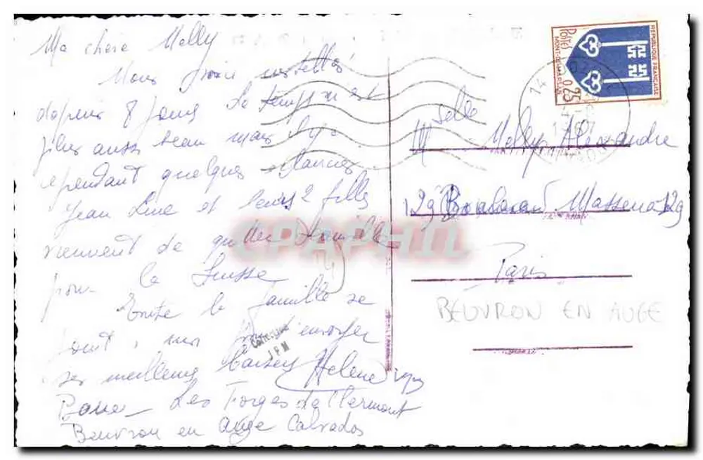 La Rigaudière — casa de pedra e colmata com criança — editor desconhecido, n° de série não visível - Verso