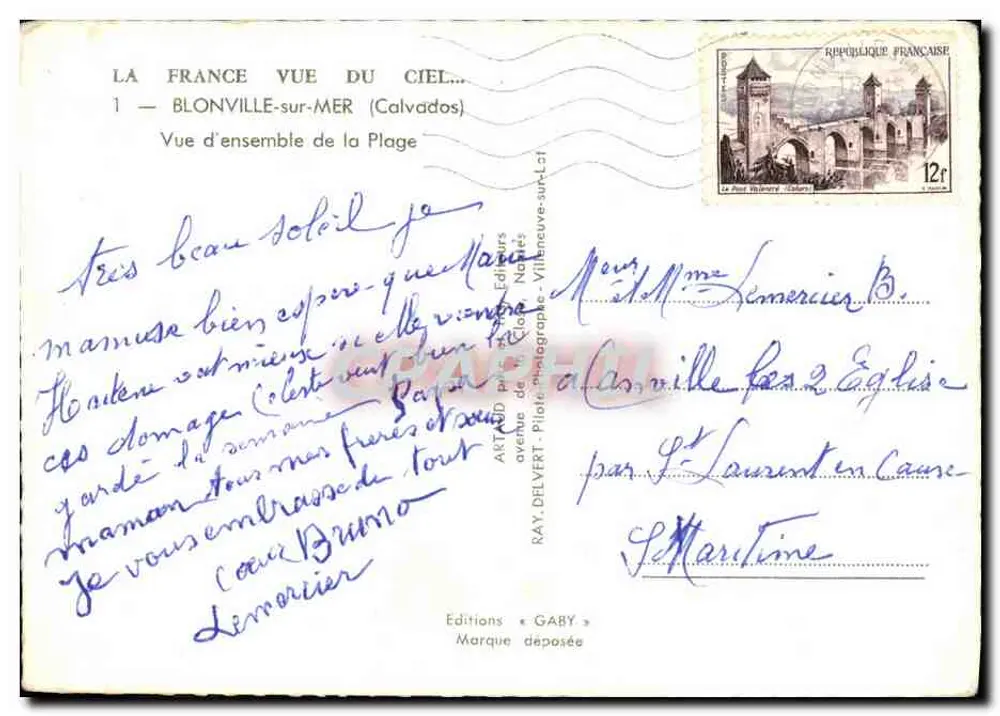 Blonville-sur-Mer — Vista geral da praia — Editor Gaby, n°1 da série 'A França vista do céu' - Verso