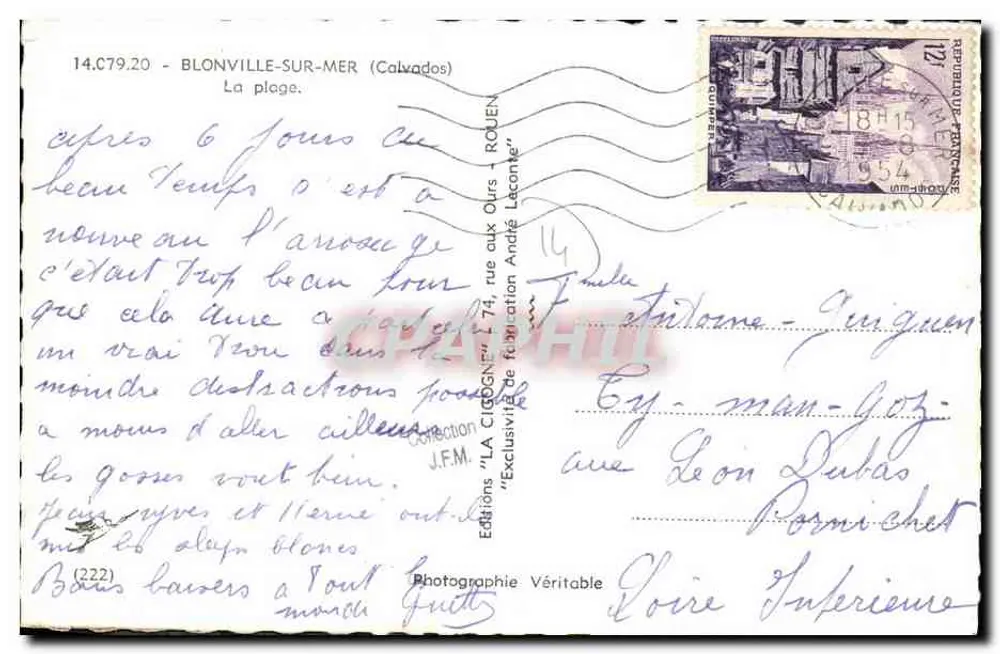 Praia de Blonville-sur-Mer — Editor 'LA CIGOGNE' — n° 14.C79.20 - Verso