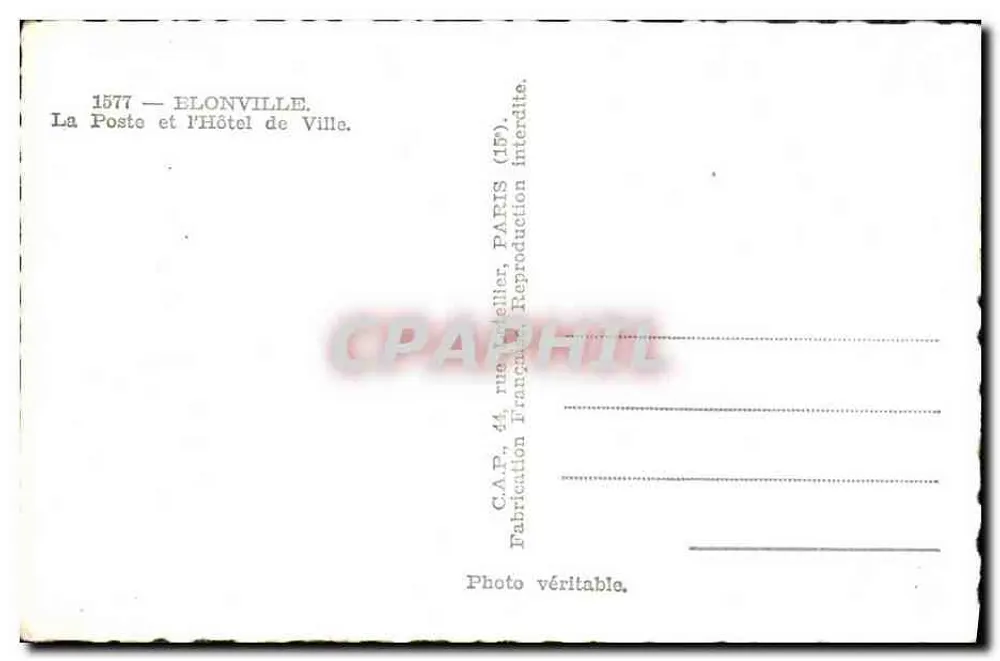 Blonville-mer — Postamt und Rathaus — C.A.P. 44, rue de l'Église, Paris - Rückseite