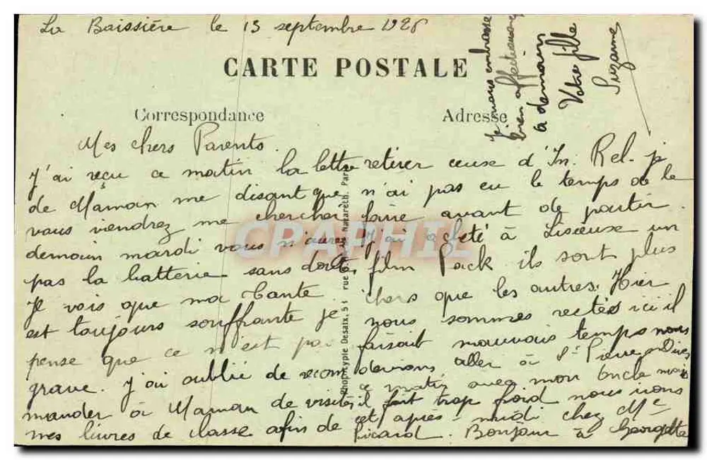La Boissière — A Postagem — Editado por R. Rossignol - Verso