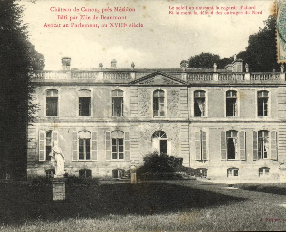 Castillo de Canon, cerca de Mézidon — Construido por Elie de Beaumont, abogado en el Parlamento, en el siglo XVIII — Editor A. Fillion, n° no visible - Anverso