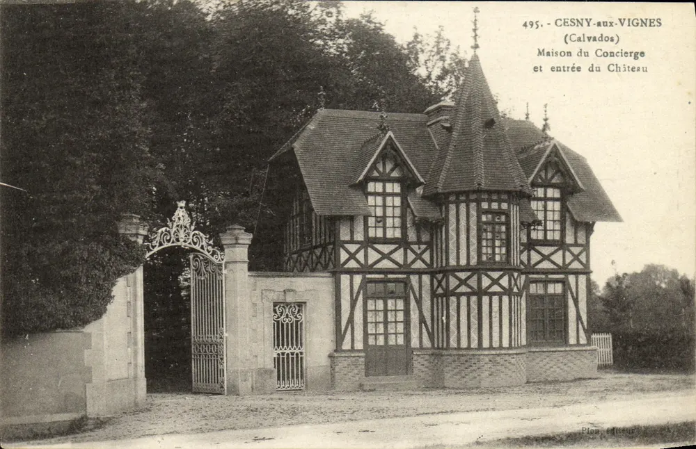 Cesny-aux-Vignes (Calvados) — Haus des Conserjes und Eingang zum Schloss — Plon, Verlag Nr. 495 - Vorderseite