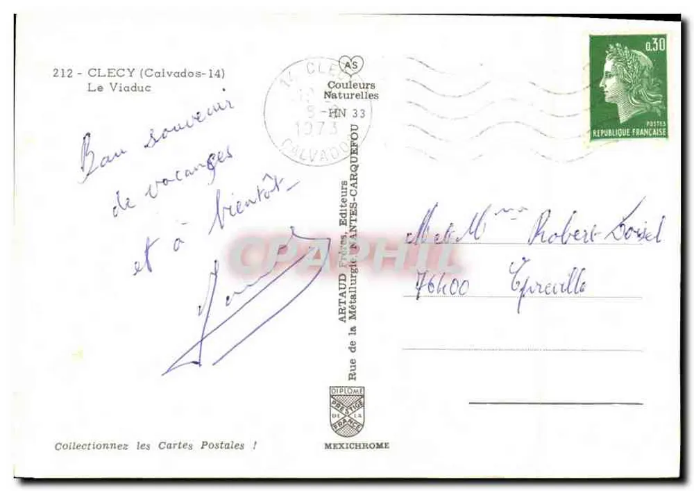 O Viaduto — CLECY (Calvados-14) — AR TAUD Frères, Editores - Verso