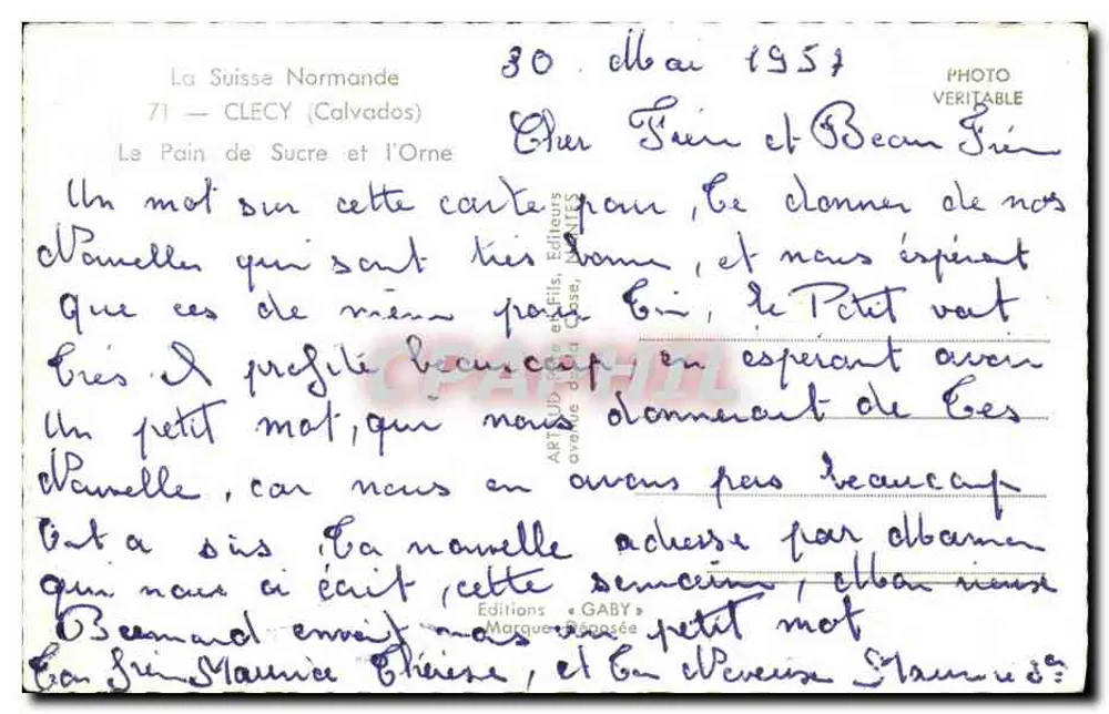 La Suise Normande — 71 — CLECY (Calvados) — Edições Gaby - Verso