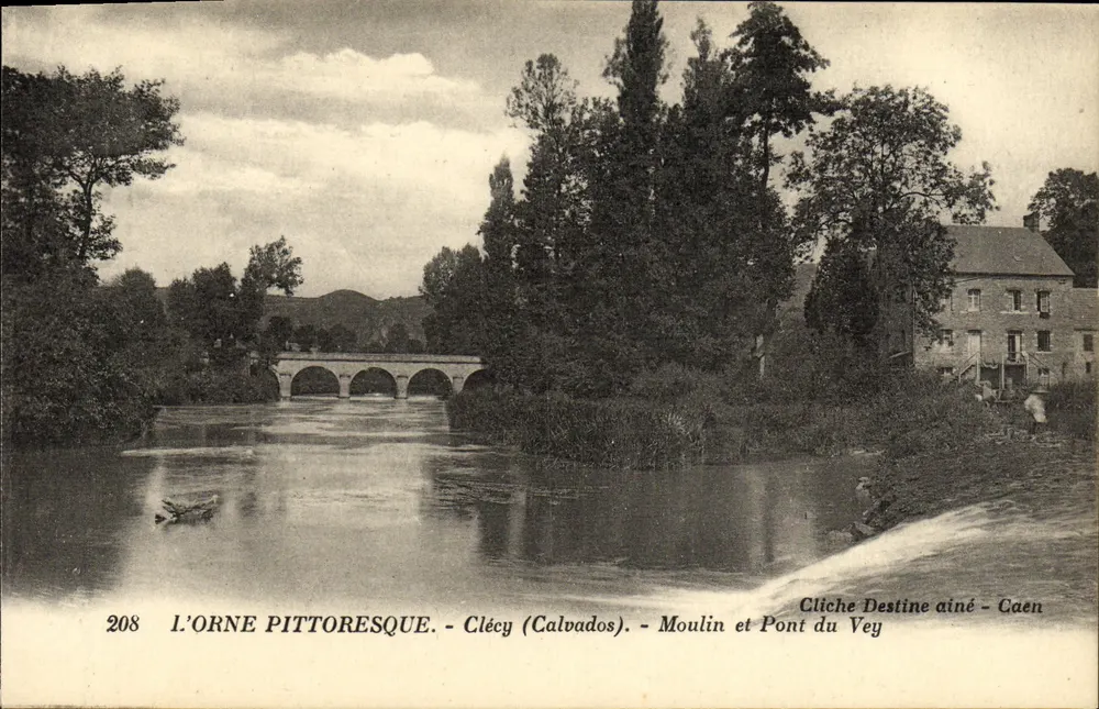 Pittorelle Orne — Clécy (Calvados) — Mühle und Brücke von Vey — Cliche Destine aîné - Caen - Vorderseite