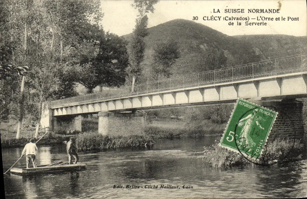 Clécy (Calvados) — Die Brücke der Serverye und der Fluss Orne — Edit. Brière, Cliché Maillault, Caen - Vorderseite