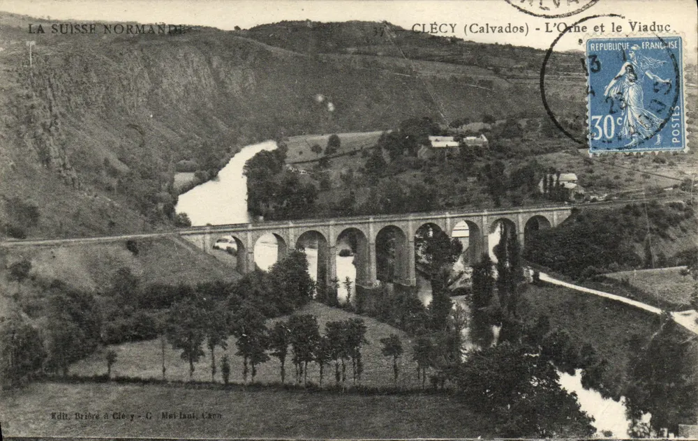 Clécy (Calvados) - L'Orne e o Viaduto — Ed. Brider em Clécy - C. Maliant, Caen - Frente