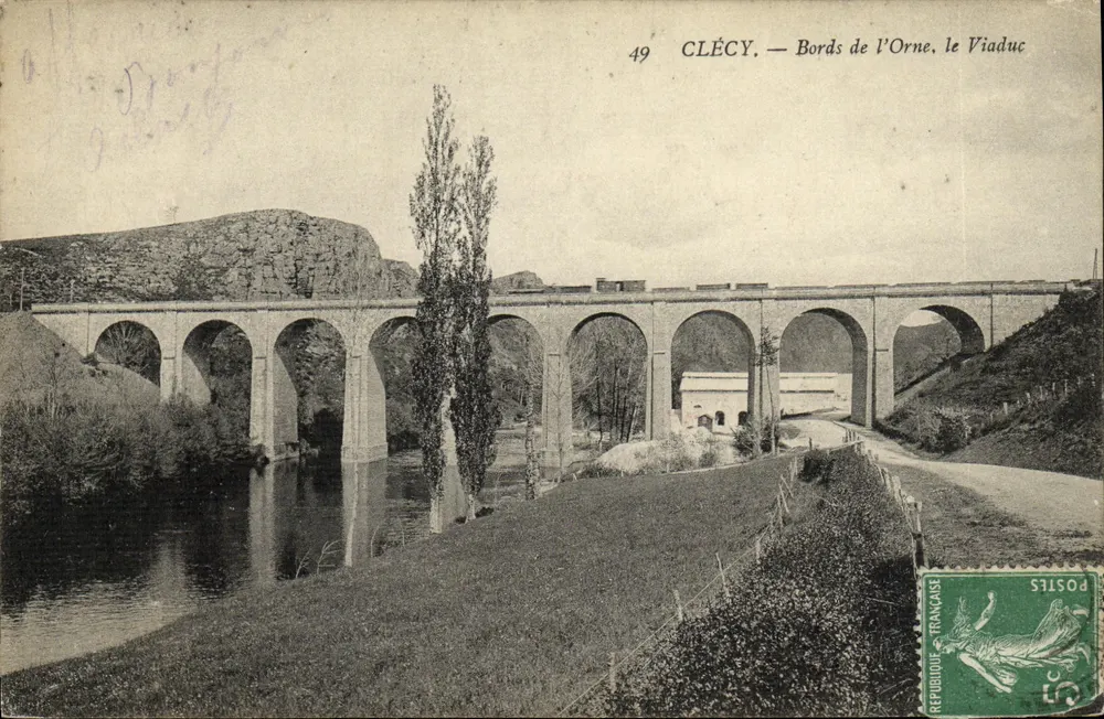 Clécy — Bordas do Orne, o Viaduto — Editor não identificado, n° 49 - Frente