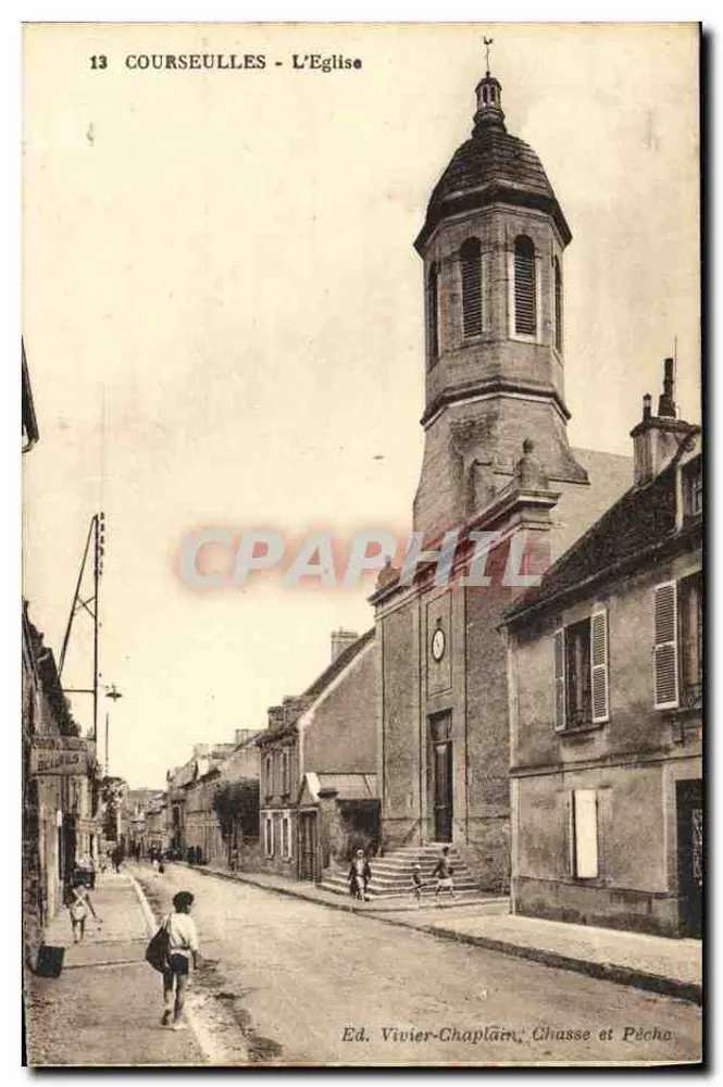 Courseulles - A Igreja — editora Ed. Vivier-Chaplain, Chasse et Pêche - Frente