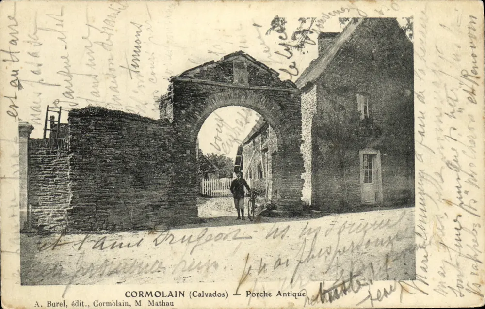 Cormolain (Calvados) — Portal Antigo — A. Burel, editor, Cormolain, M Mathau - Frente