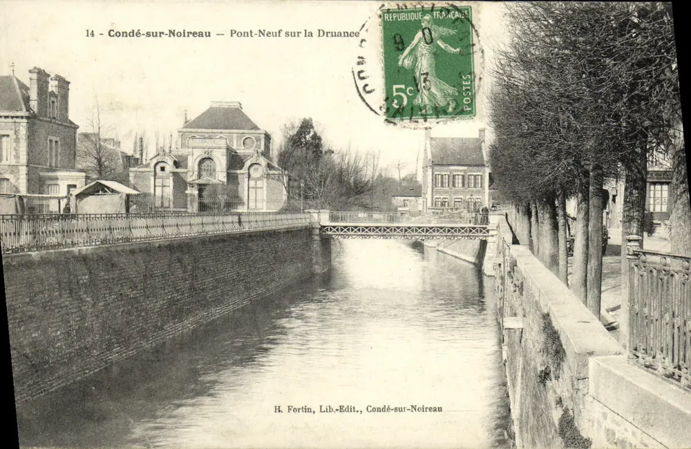 Condé-sur-Noireau — Neuer Brücke über die Druance — H. Fortin, Verleger, Condé-sur-Noireau - Vorderseite