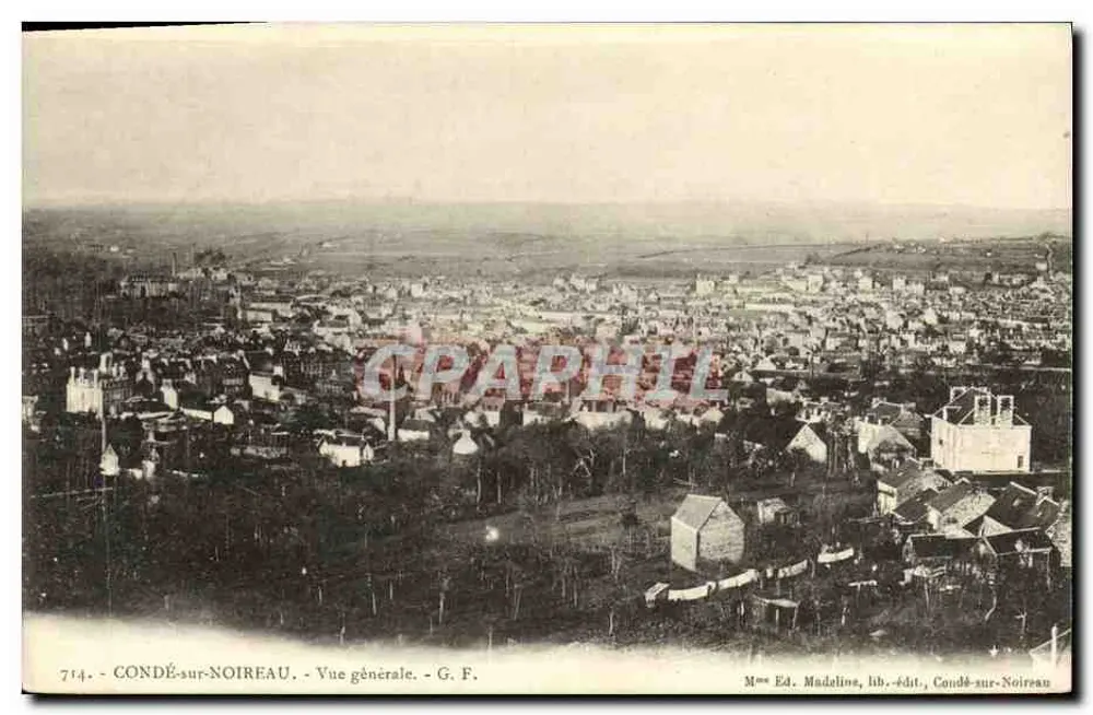 CONDÉ-sur-NOIREAU — Vista generale — G. F. — Mme Ed. Madeline, lib.-editore, Condé-sur-Noireau - Recto