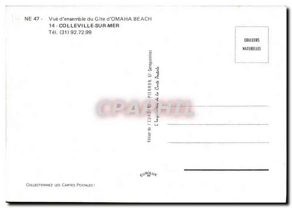Refugio de Omaha Beach — Vista general — Edición Eurolux, 57, Sarteguimines - Reverso