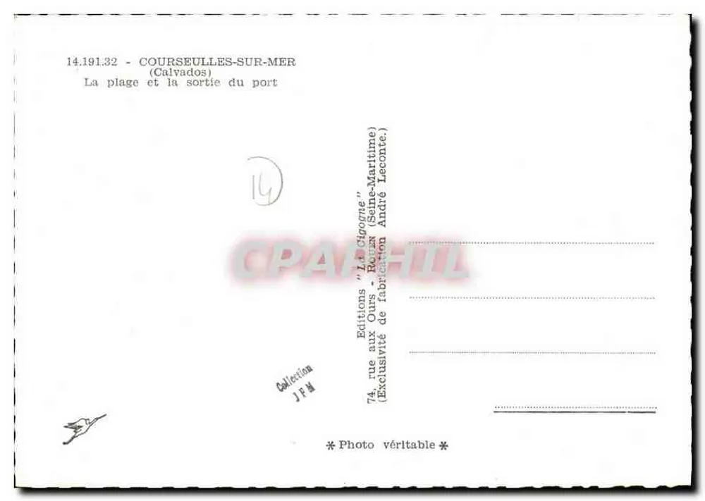 COURSEULLES-SUR-MER — La playa y la salida del puerto — Ediciones 'La Cigogne' - Reverso