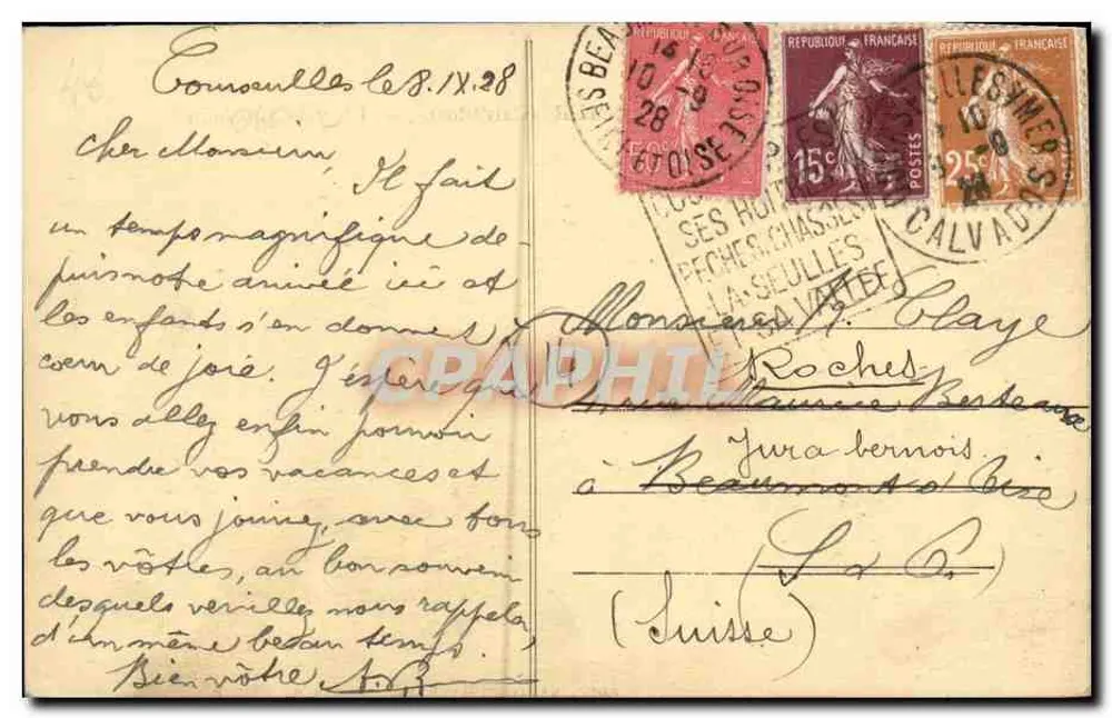 COURSEULLES-sur-MER (Calvados) — L'ora del bagno — Edit. Vivier-Chevalain, n°8 - Verso