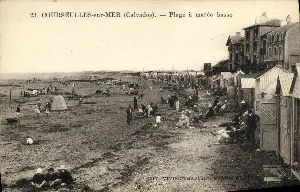 COURSEULLES-sur-MER (Calvados) — Praia com maré baixa — Edit. Vivier-Chaplain, Chasseneuil-d'Poitou - Frente
