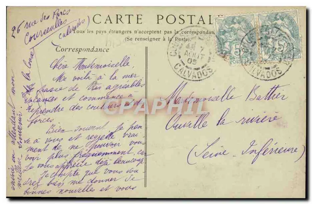 COURSEULLES-SUR-MER (Calvados) — Ponte sobre a Seulle em Graye - Verso