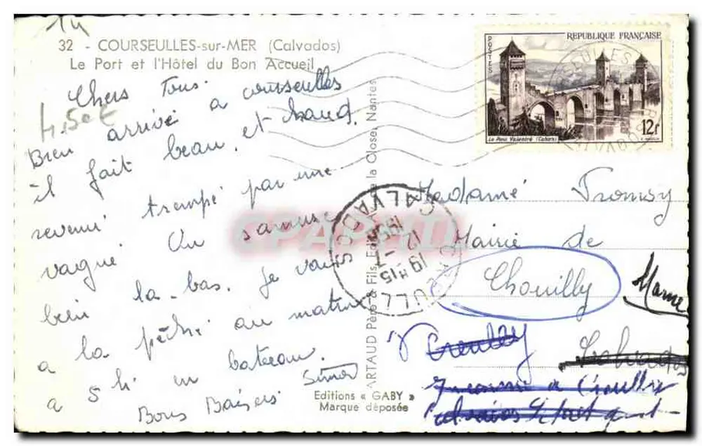 Hafen von Courseulles-sur-Mer — Hôtel du Bon Accueil und Boote — Gaby - Rückseite