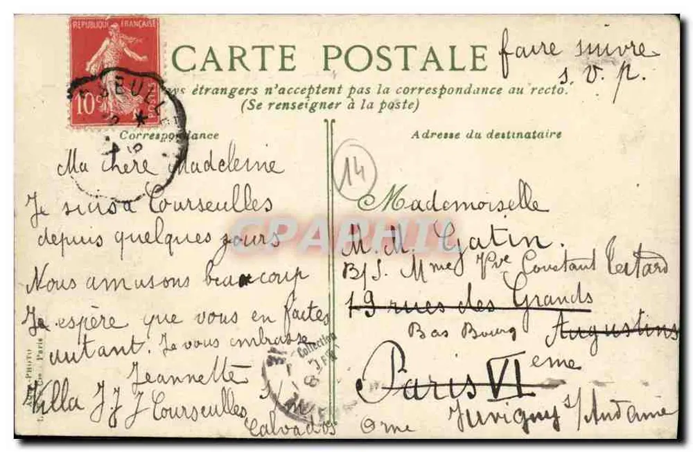 Courseulles - Der Flot-See — anonymer Verleger, Nr. 1899 - Rückseite