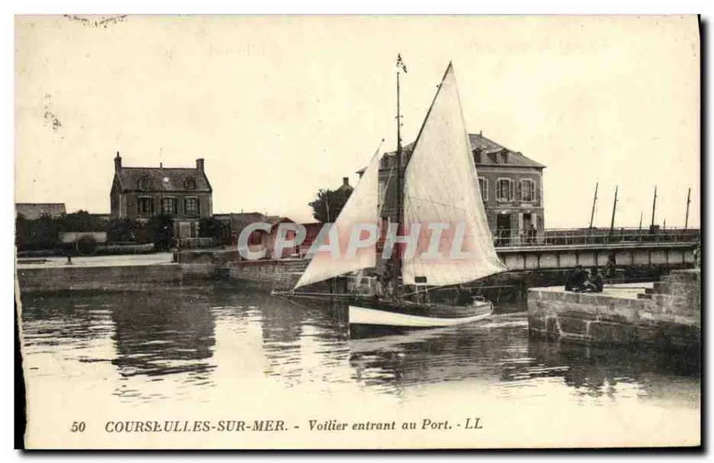 COURSEULLES-SUR-MER — Segelboot, das in den Hafen einläuft — LL, n°50 - Vorderseite