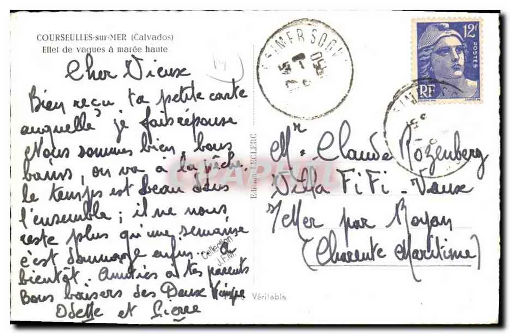 COURSEULLES-sur-MER (Calvados) — Efekt fal przy pełni — Wydawnictwo J.F. MELIERC - Rewers
