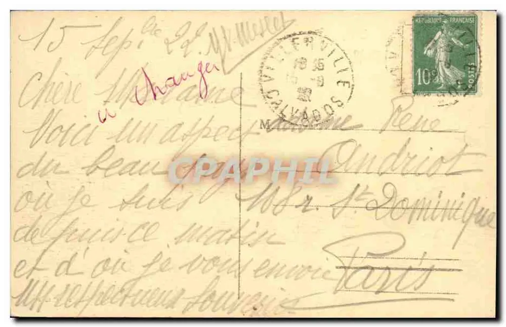 Cricquebeuf - A Igreja — ruínas cercadas por água e vegetação — editor A. Bera - Verso