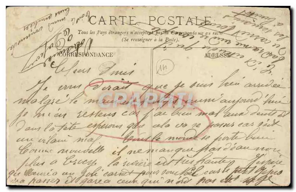 Environs de Crocy — Le Château de Blocqueville — Éditeur : Imprimerie de la Poste (impression visible en bas à gauche) - Verso