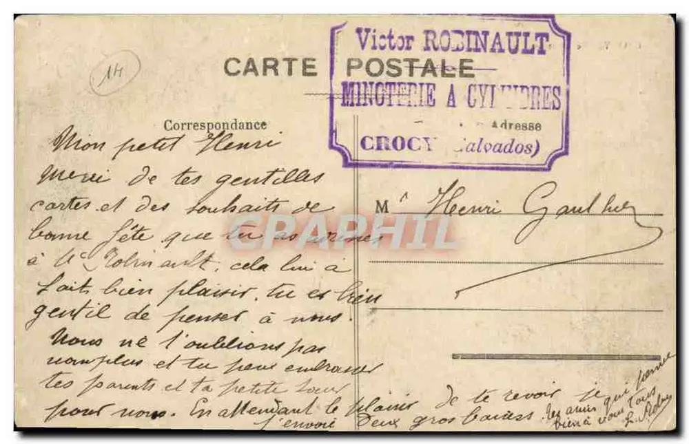 Crocry - Bénédiction des Cloches - 15 Mai 1911 - Rückseite