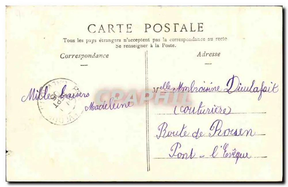 Croissanyville (Calvados) — Château de la Chapelle. E. F. - Verso