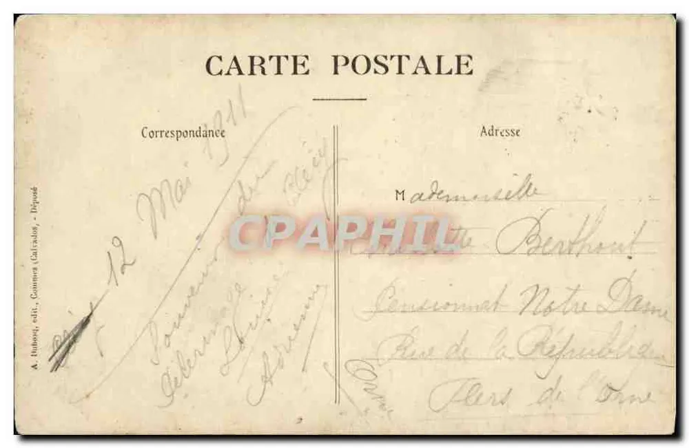 La Délivrande (Calvados) — La Basílica — El Portal — editor A. Luhnow, edit. Caen (Calvados) - Depósito - Reverso