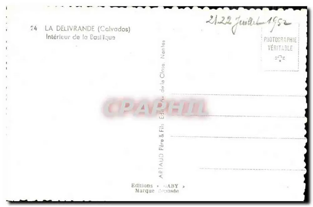 Interior da Basílica de La Délivrande — Calvados — Edições Gaby - Verso