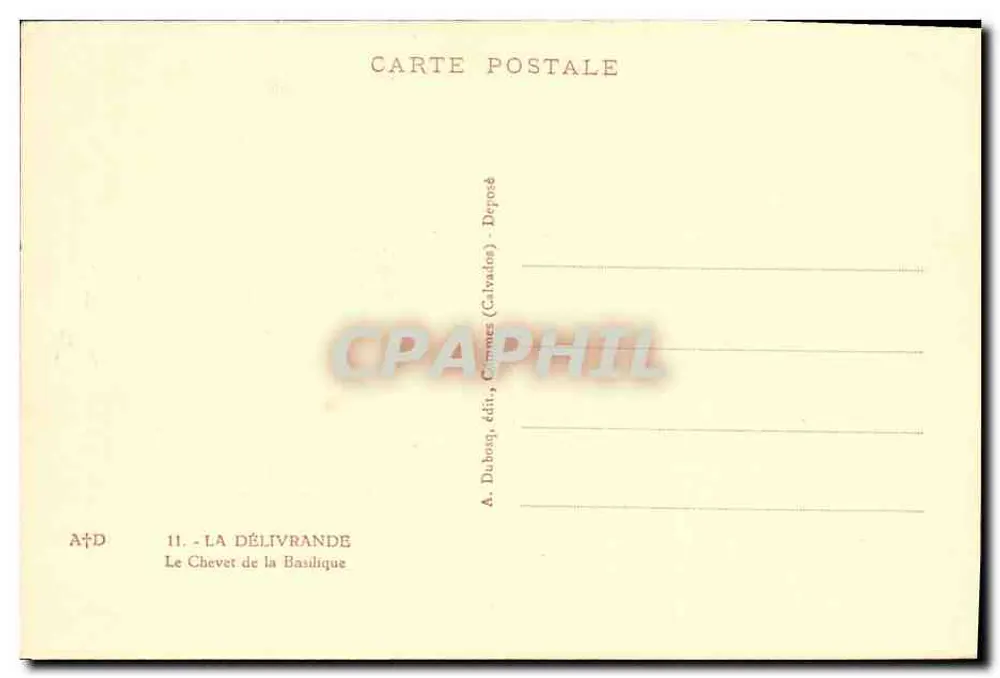 A Délivrande — O Chevet da Basílica — A. Dubosq, editor, Commes (Calvados) - Verso