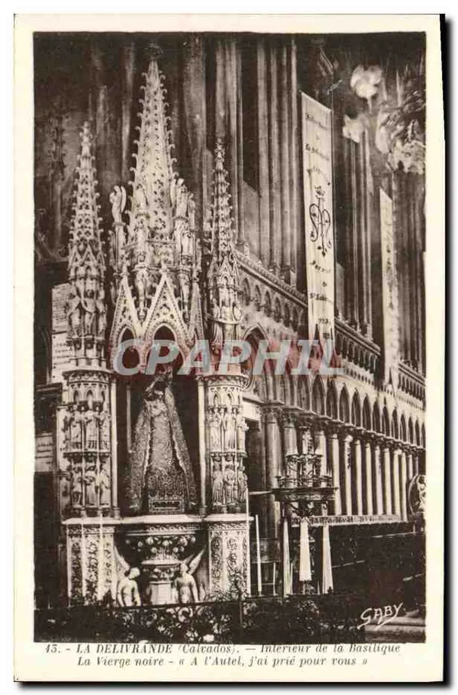 La Delivrande (Calvados) — Innenraum der Basilika — Die Schwarze Jungfrau — Am Altar habe ich für dich gebetet - Vorderseite