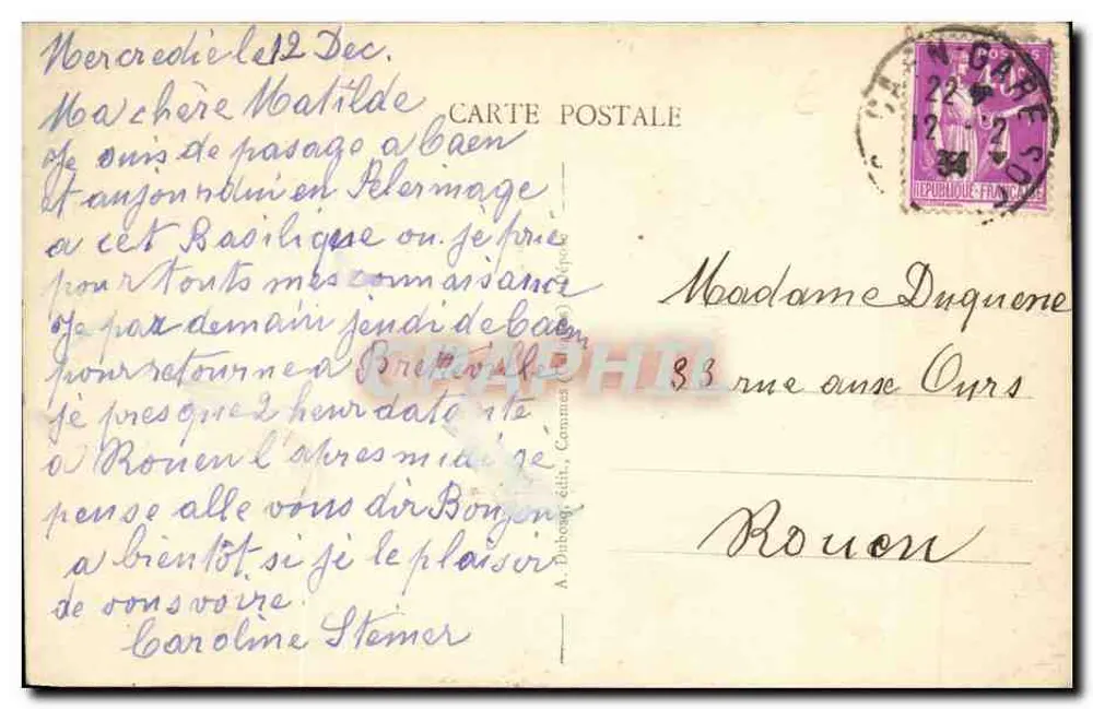 An den Füßen der Notre-Dame de LA DÉLIVRANDE — A+D 571 — A. Duhong Verlag - Rückseite