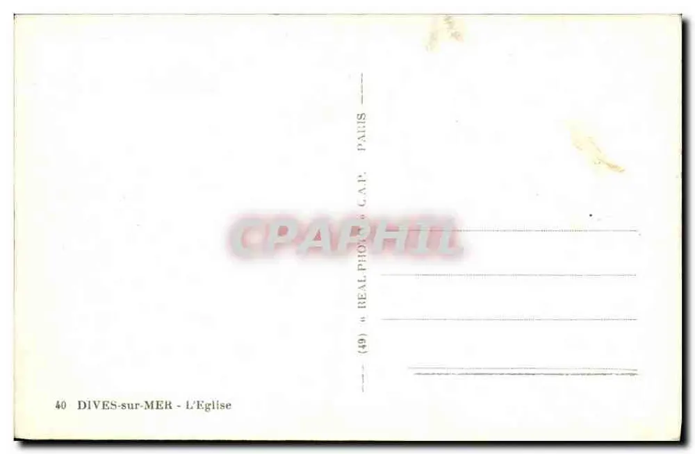 Dives-sur-Mer — A Igreja — "REAL PHOTO" C.A.P. Paris - Verso
