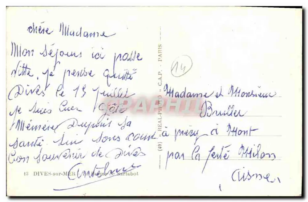 Castelo de Quimper — vista geral — C.A.P. (nº13) - Verso