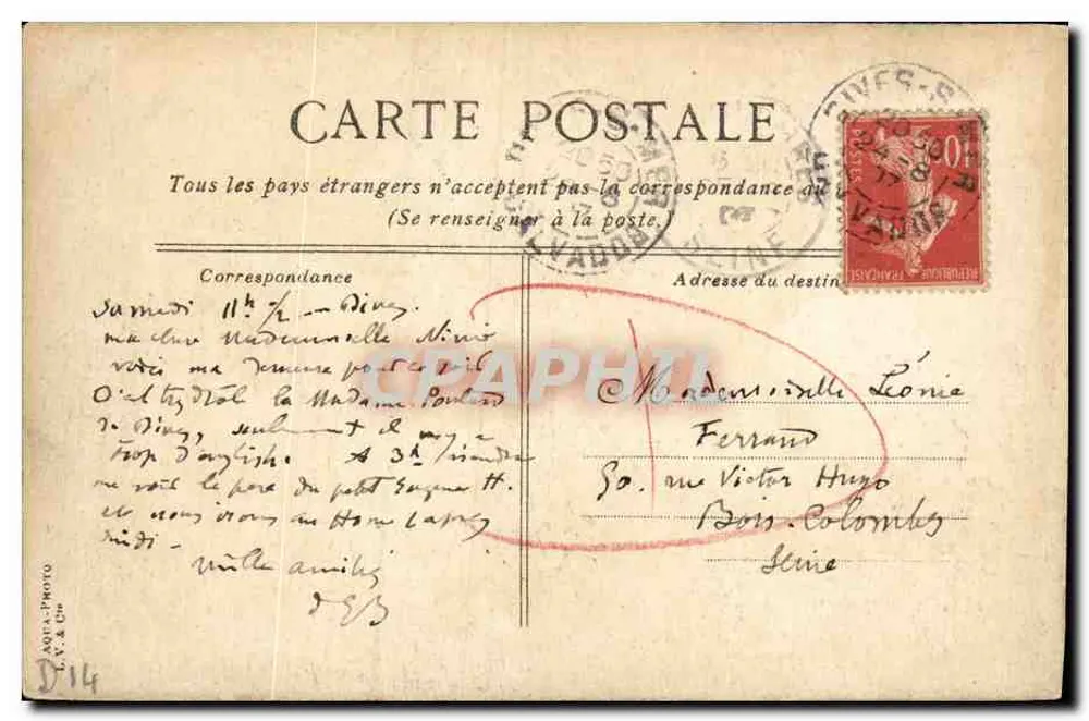 Dives — A Hospedaria de Guilherme o Conquistador — CPAPHIL - Verso